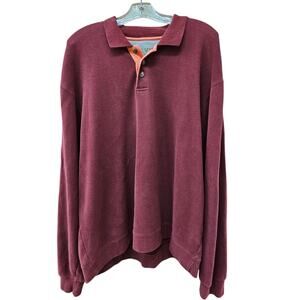 Orvis Men's Maroon Polo Pullover Sweater 100% Cotton Men's XL
